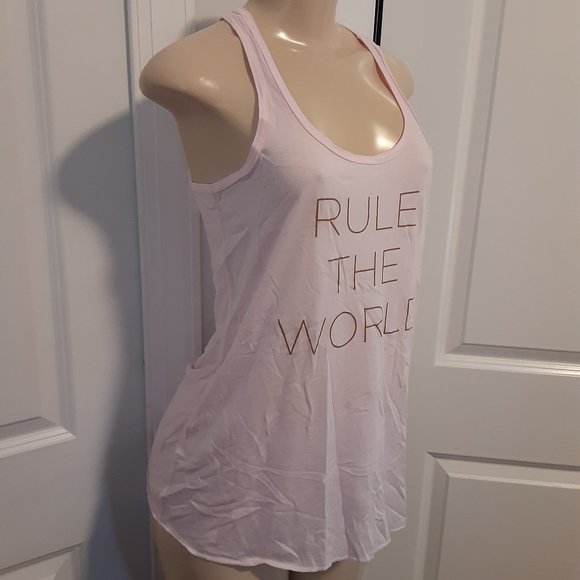 Karma Rule the World Pink racerback Tank Top - Picture 3 of 8